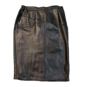 Vintage Black Leather Pencil Skirt